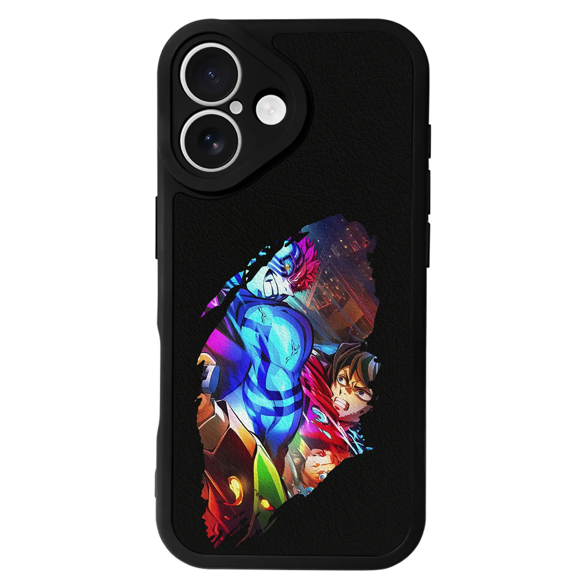 鬼滅の刃 グッズ,猗窩座 - IPhone 16シリーズ対応 ・ シリコンスマホケース ・ レザー調 ・ 高精度フィット ・ 耐衝撃 ・ ワイヤレス充電対応 ・ 精密カット